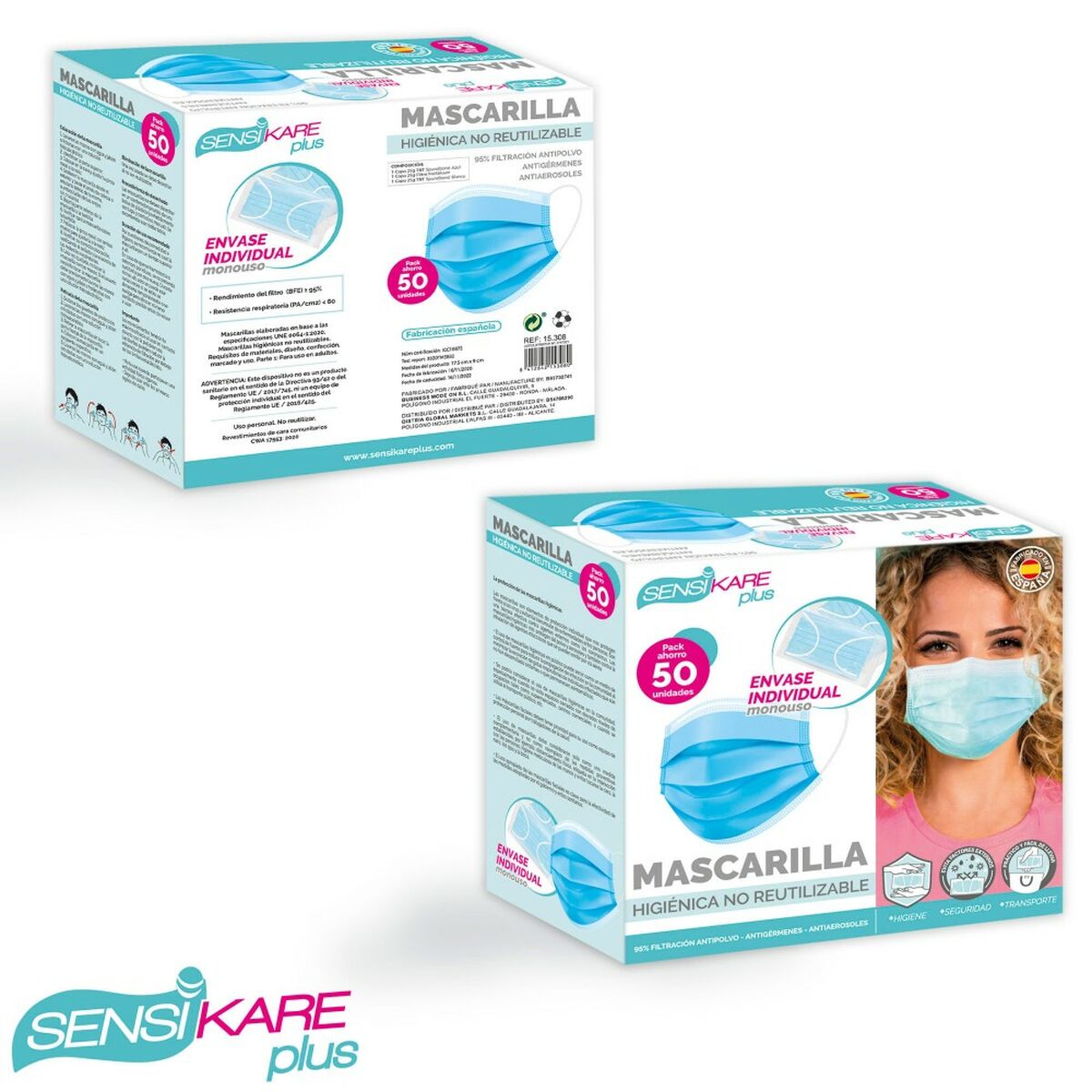 Box of hygienic masks SensiKare 50 Τεμάχια (12 Μονάδες) Box of hygienic masks SensiKare 50 Τεμάχια (12 Μονάδες)
