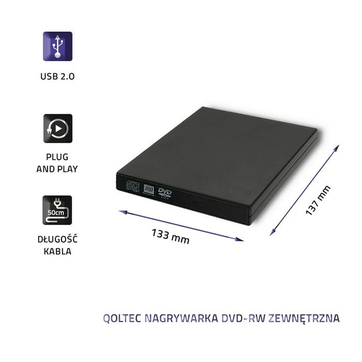 DVD Εγγραφής Qoltec 51858 DVD Εγγραφής Qoltec 51858