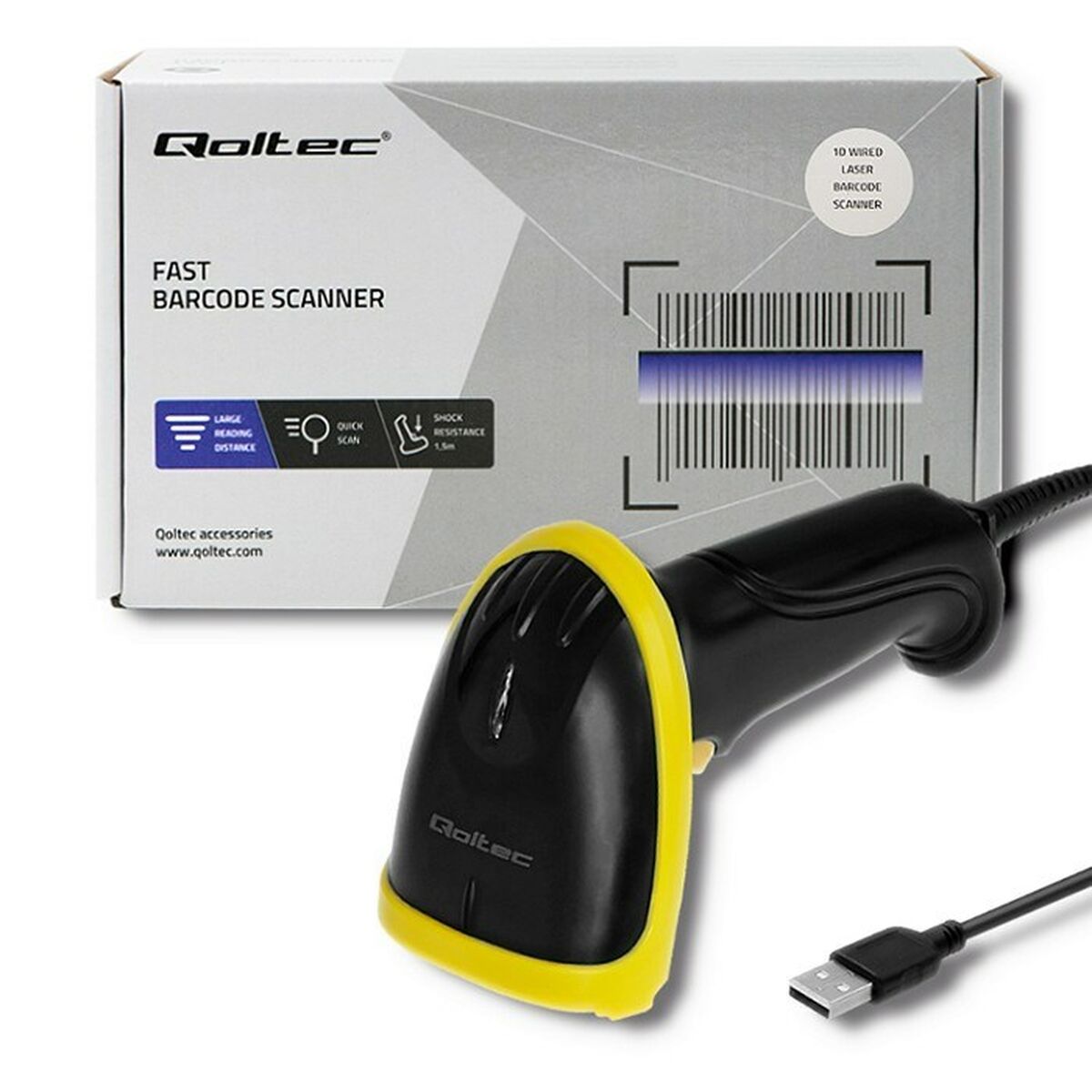 Αναγνώστης για Barcodes Qoltec 50860 Αναγνώστης για Barcodes Qoltec 50860