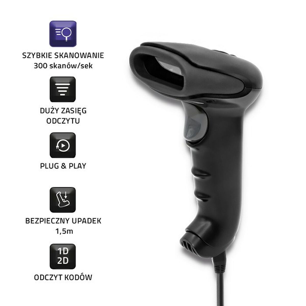 Αναγνώστης για Barcodes Qoltec 50868 Αναγνώστης για Barcodes Qoltec 50868