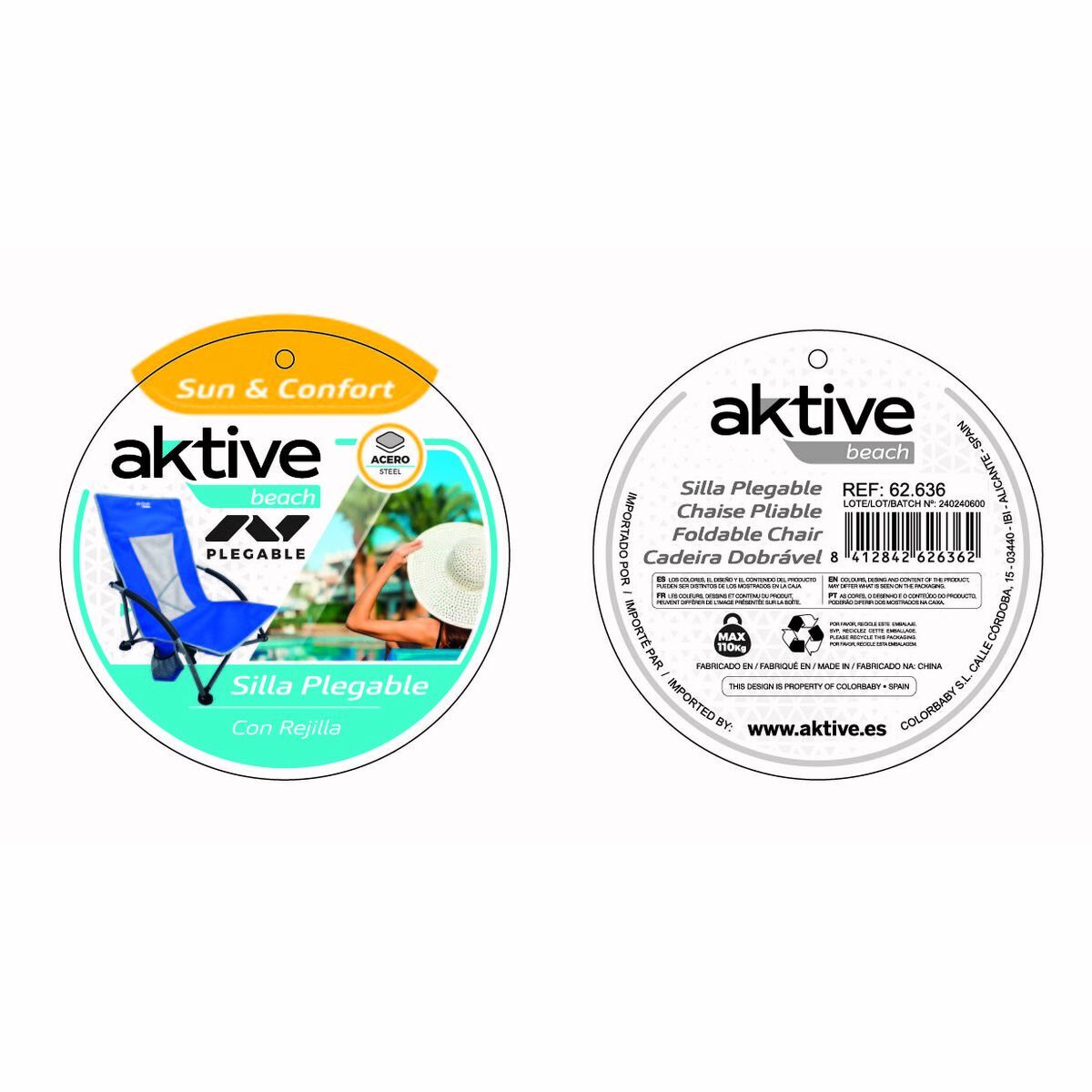 Καρέκλα στην παραλία Aktive Μπλε 50 x 67 x 51 cm (4 Μονάδες)