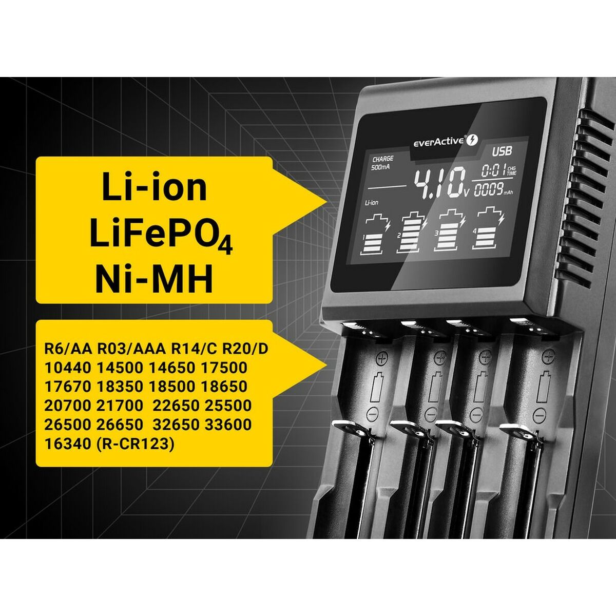 Φορτιστής Μπαταρίας EverActive UC-4000 Φορτιστής Μπαταρίας EverActive UC-4000
