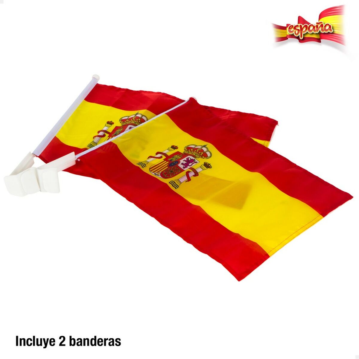 Car flag holder Colorbaby 45 x 30 cm Ισπανία 2 Τεμάχια 24 Μονάδες Car flag holder Colorbaby 45 x 30 cm Ισπανία 2 Τεμάχια 24 Μονάδες