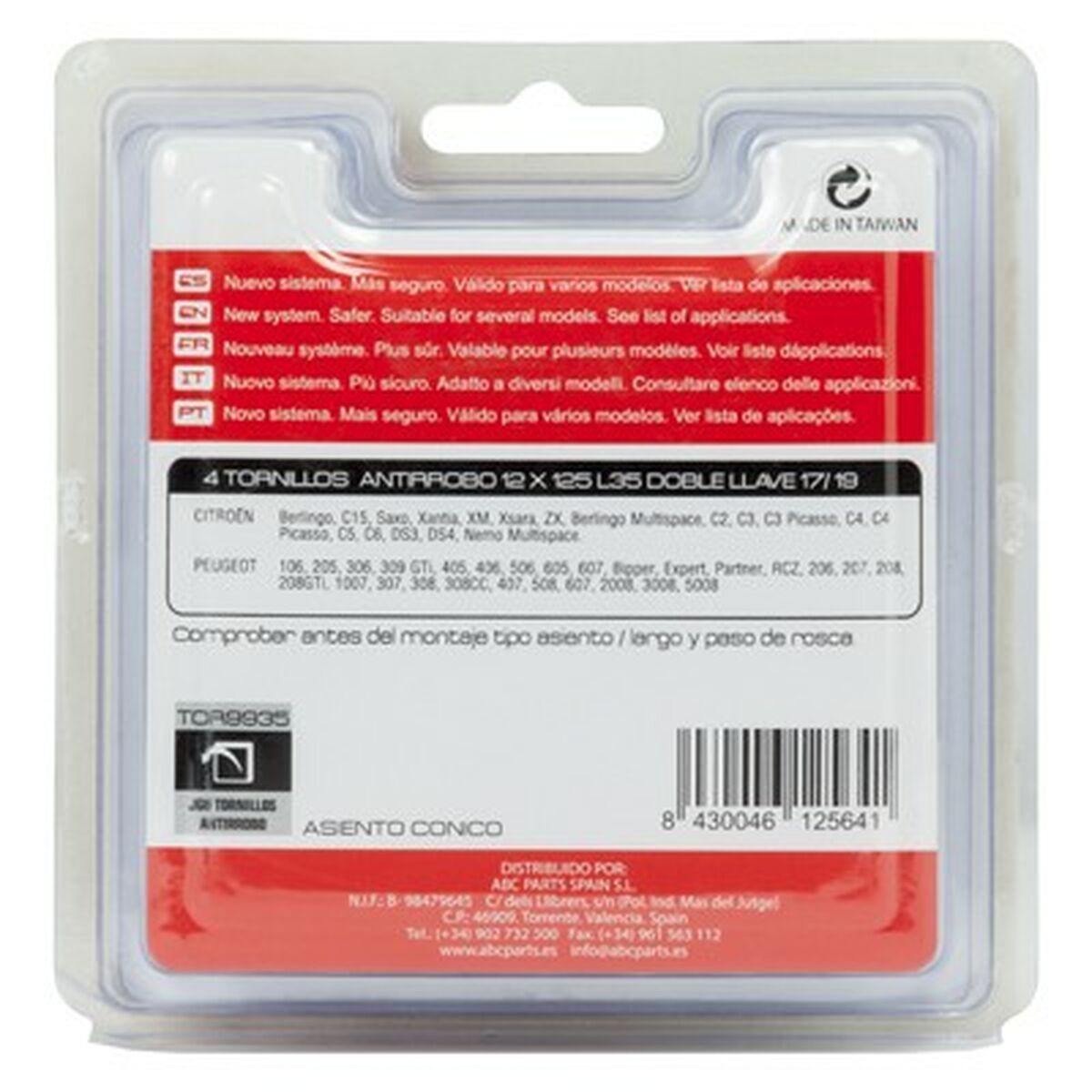 Αντικλεπτικές Bίδες ABC Parts L48 17/19 12 x 125 mm 4 Μονάδες Αντικλεπτικές Bίδες ABC Parts L48 17/19 12 x 125 mm 4 Μονάδες