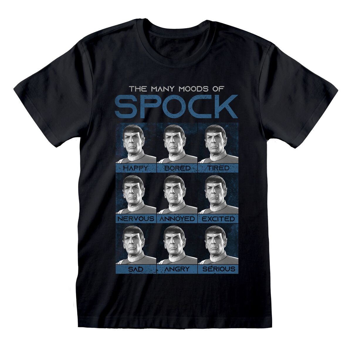 Unisex Μπλούζα με Κοντό Μανίκι Star Trek Many Mood Of Spock Μαύρο Unisex Μπλούζα με Κοντό Μανίκι Star Trek Many Mood Of Spock Μαύρο
