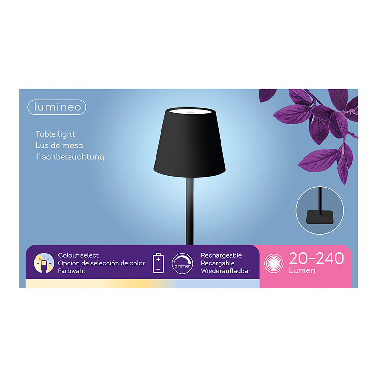LED Επιτραπέζια Λάμπα Lumineo 894376 Μαύρο Μέταλλο 17 cm Επαναφορτιζόμενη