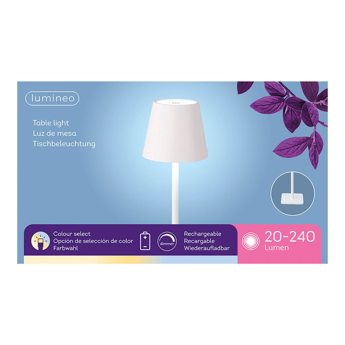 LED Επιτραπέζια Λάμπα Lumineo 894378 Λευκό Μέταλλο 37 cm Επαναφορτιζόμενη