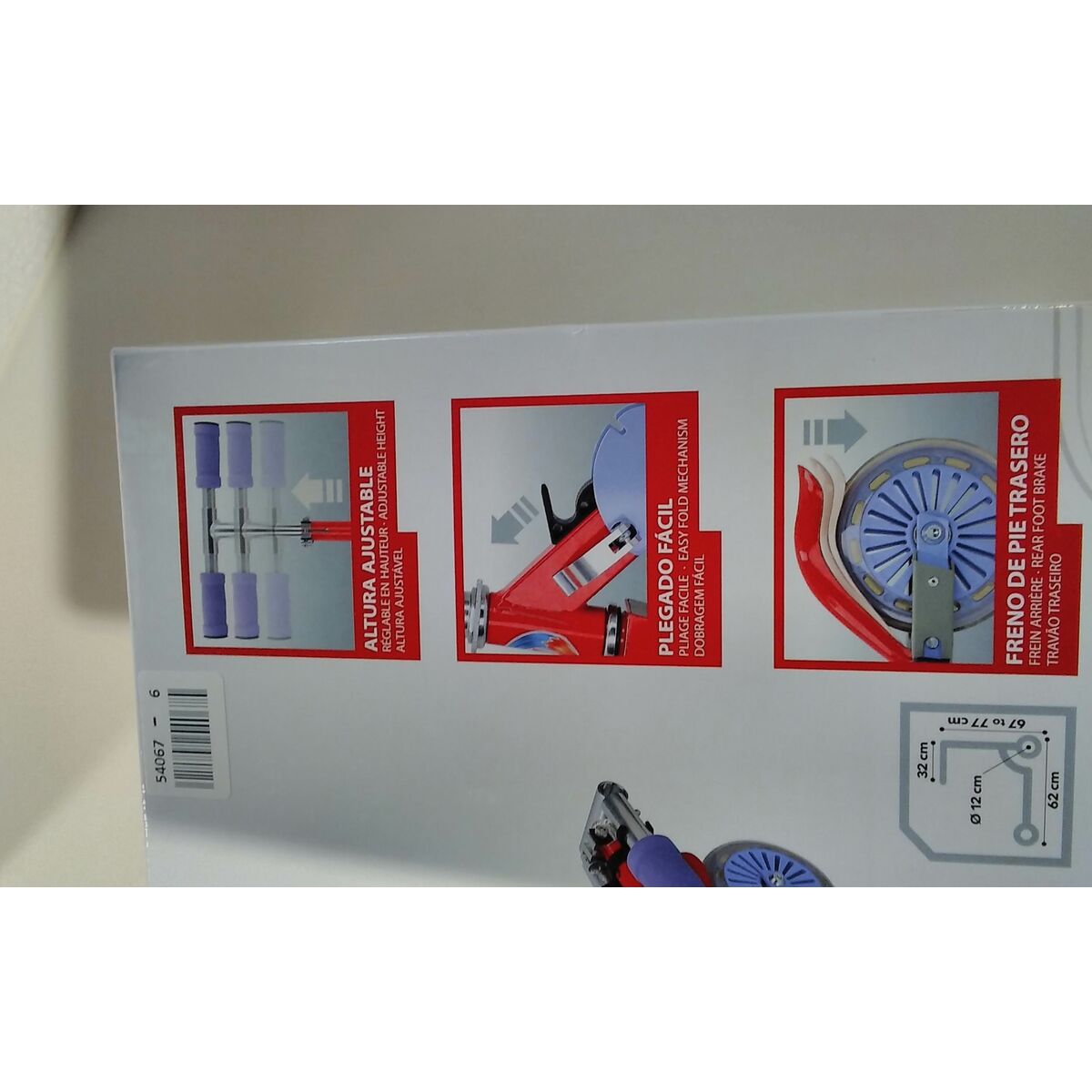 Scooter Colorbaby Κόκκινο Αλουμίνιο Σύντομη λαβή (77 cm)