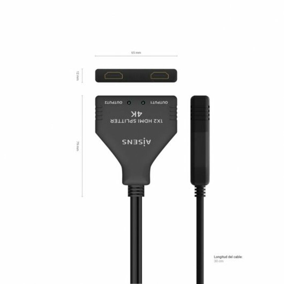 Αντάπτορας Ρεύματος Aisens A123-0654 HDMI HDCP HDMI x 2