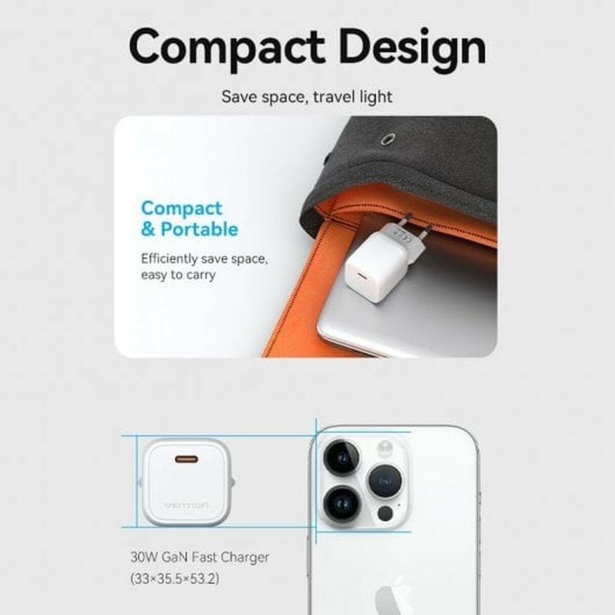 Φορτιστής Τοίχου Vention FAKP0-EU Ροζ 30 W USB-C