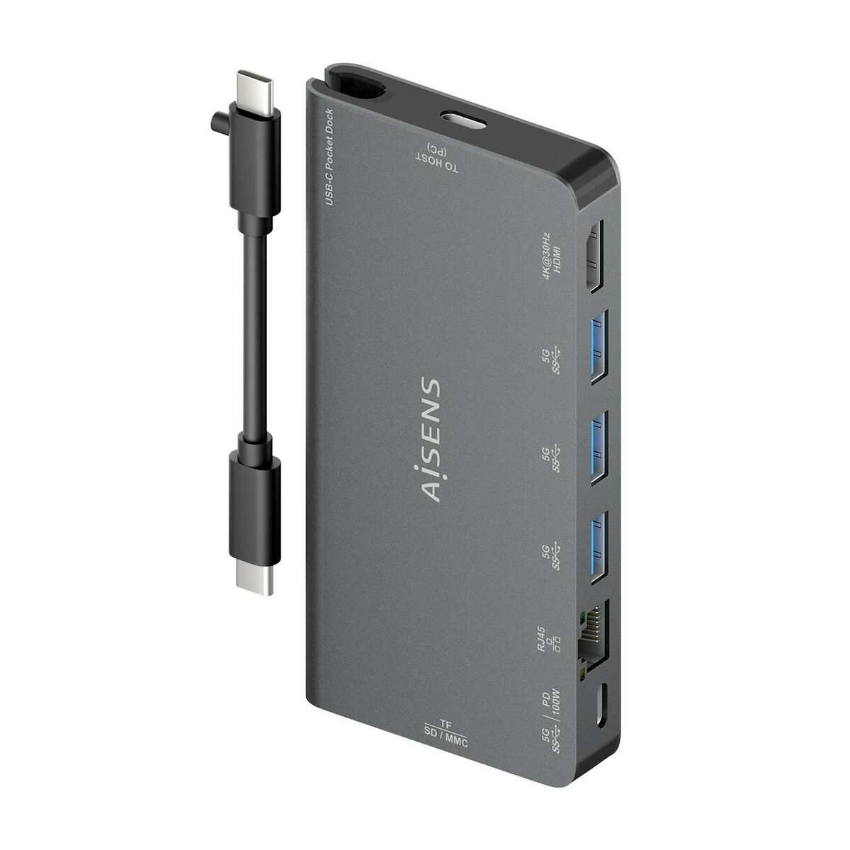 USB Hub Aisens ASUC-8P015-GR Γκρι (1 μονάδα)
