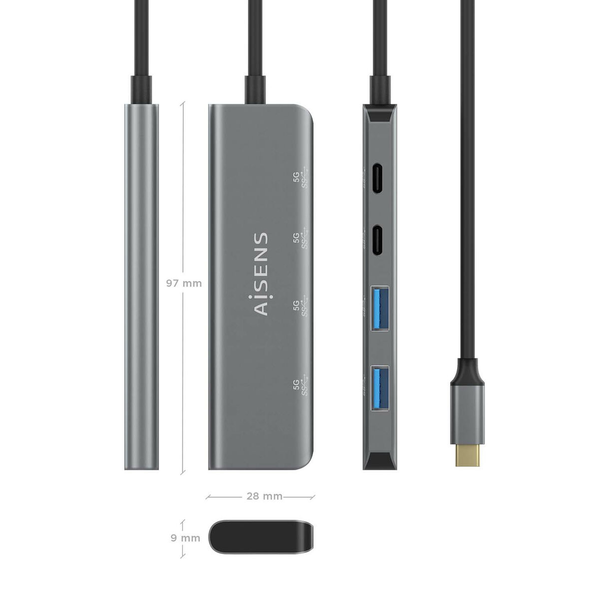 USB Hub Aisens A109-0763 Γκρι (1 μονάδα) USB Hub Aisens A109-0763 Γκρι (1 μονάδα)