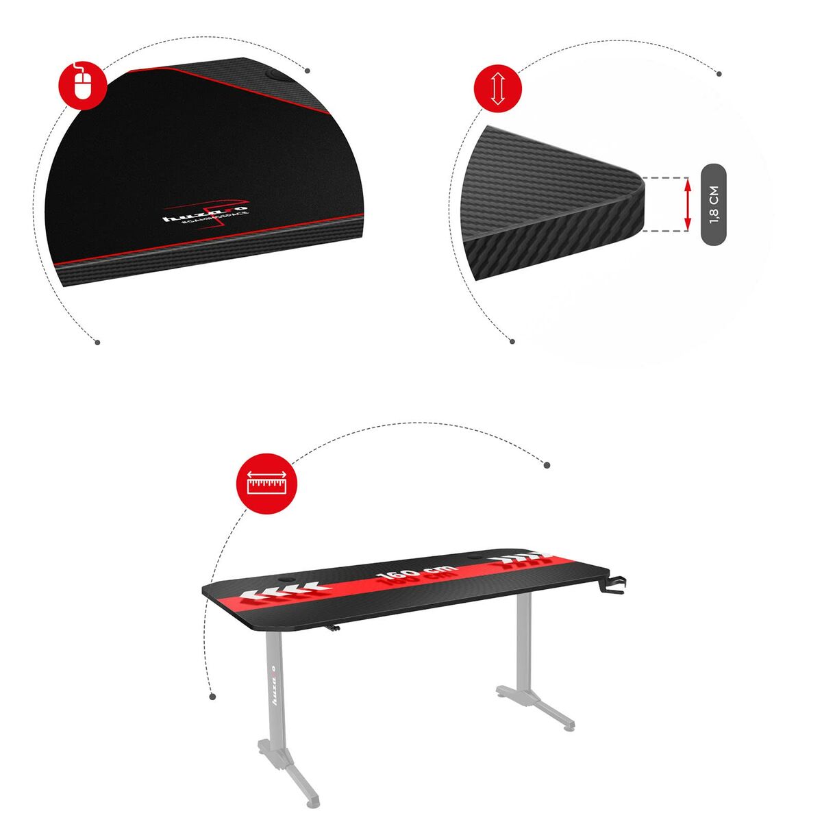 Γραφείο Gaming Huzaro HZ-Hero 4.7 Μαύρο Ξύλο MDF 160 x 75 cm Γραφείο Gaming Huzaro HZ-Hero 4.7 Μαύρο Ξύλο MDF 160 x 75 cm