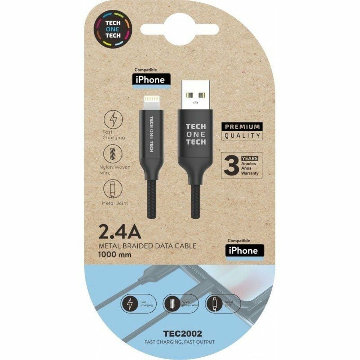 Lightning Καλώδιο Tech One Tech TEC2002 1 m Μαύρο Lightning Καλώδιο Tech One Tech TEC2002 1 m Μαύρο