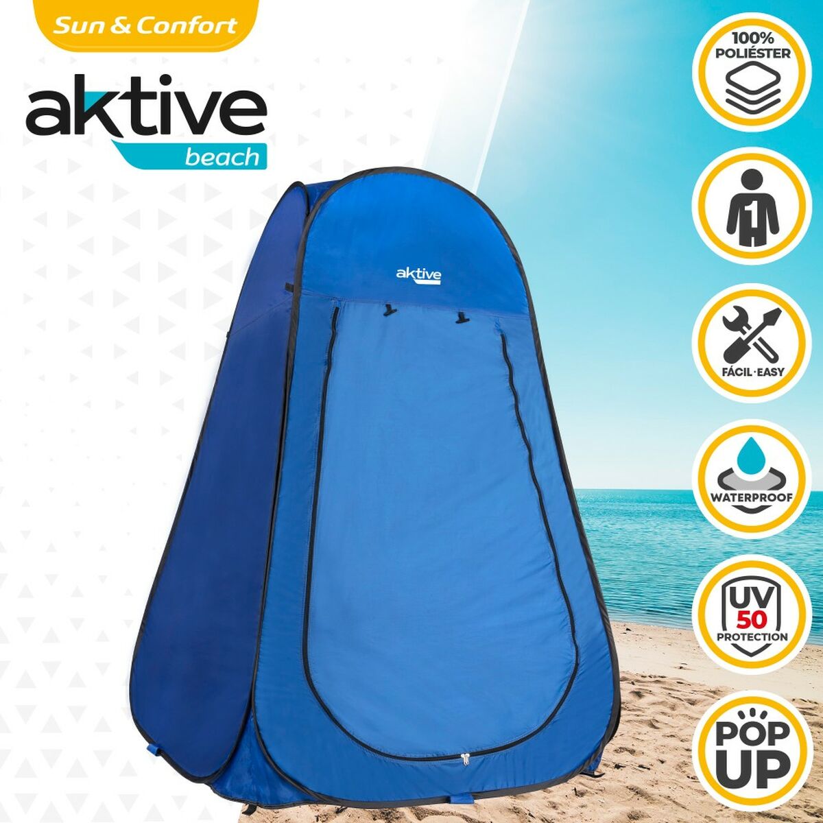 Camping Σκηνή Aktive 120 x 190 x 120 cm Μπλε Camping Σκηνή Aktive 120 x 190 x 120 cm Μπλε