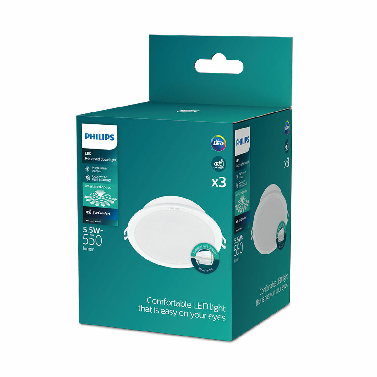 Downlight Philips Meson Λευκό 5,5 W 500 lm Ø 9 cm (4000 K) (3 Μονάδες) Downlight Philips Meson Λευκό 5,5 W 500 lm Ø 9 cm (4000 K) (3 Μονάδες)