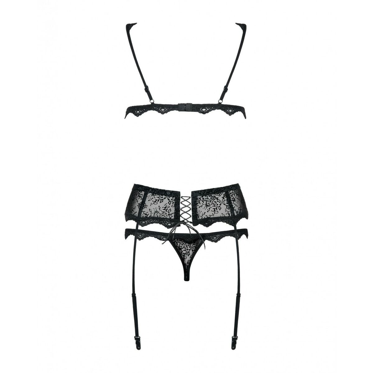 Σετ Εσωρούχων με Δαντέλα Obsessive Emperita Μαύρο L/XL