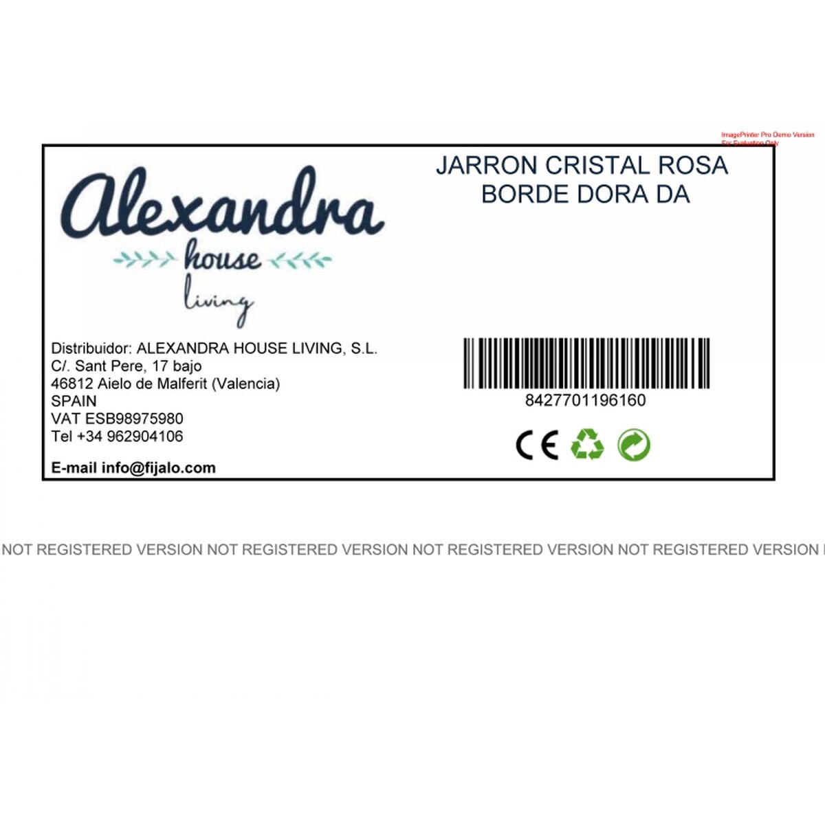 Βάζο Alexandra House Living Ροζ Κρυστάλλινο 12 x 20 cm Βάζο Alexandra House Living Ροζ Κρυστάλλινο 12 x 20 cm