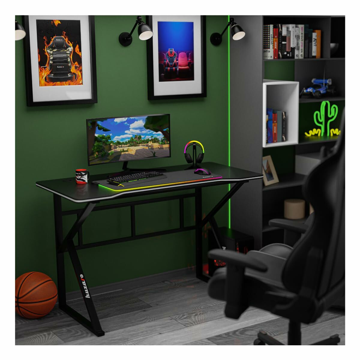 Γραφείο Gaming Huzaro HZ-Hero 1.6 Black Μαύρο 120 x 75 x 60 cm Γραφείο Gaming Huzaro HZ-Hero 1.6 Black Μαύρο 120 x 75 x 60 cm