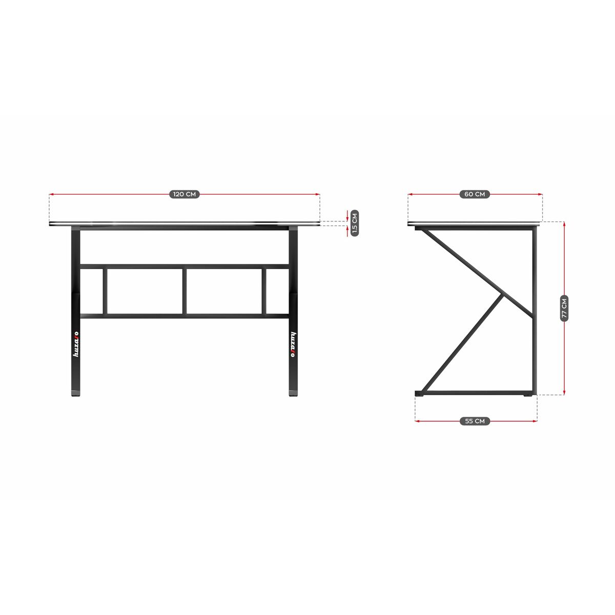 Γραφείο Gaming Huzaro HZ-Hero 1.6 Black Μαύρο 120 x 75 x 60 cm Γραφείο Gaming Huzaro HZ-Hero 1.6 Black Μαύρο 120 x 75 x 60 cm