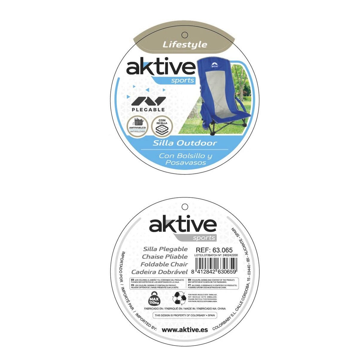 Πτυσσόμενη καρέκλα για κάμπινγκ Aktive (x2)