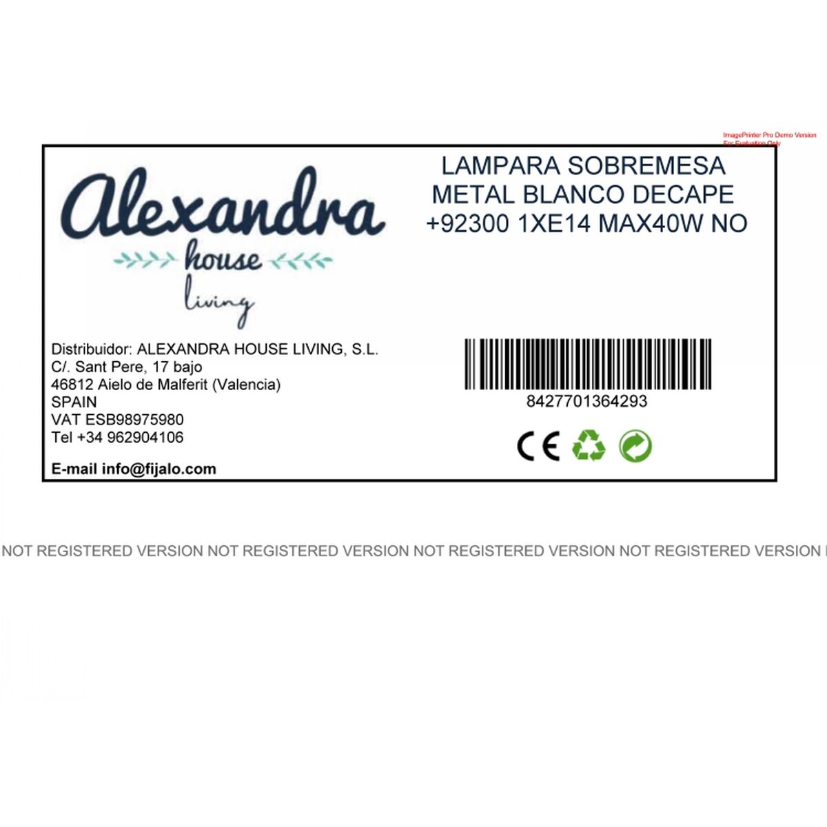 Επιτραπέζιο Φωτιστικό Alexandra House Living Λευκό Μέταλλο 40 W 23 x 48 x 23 cm